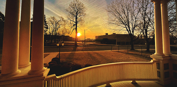 sunset over porch